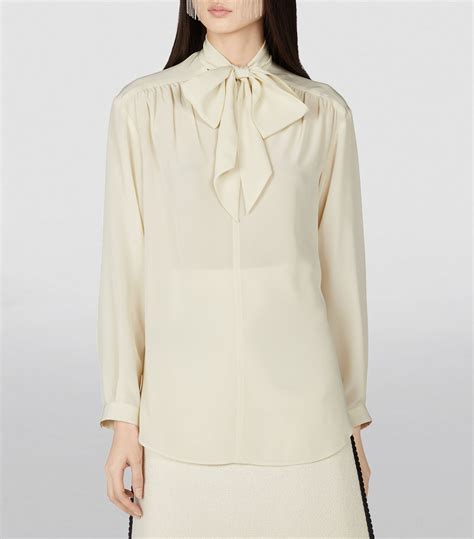 gucci pussybow blouse|Womens Gucci white Pussybow Blouse .